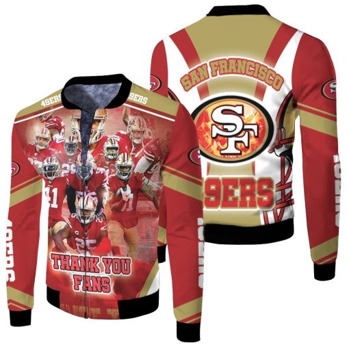 San Francisco 49ers Super Bowl 2021 Nfc West Division Thank You Fans Fleece Bomber Jacket