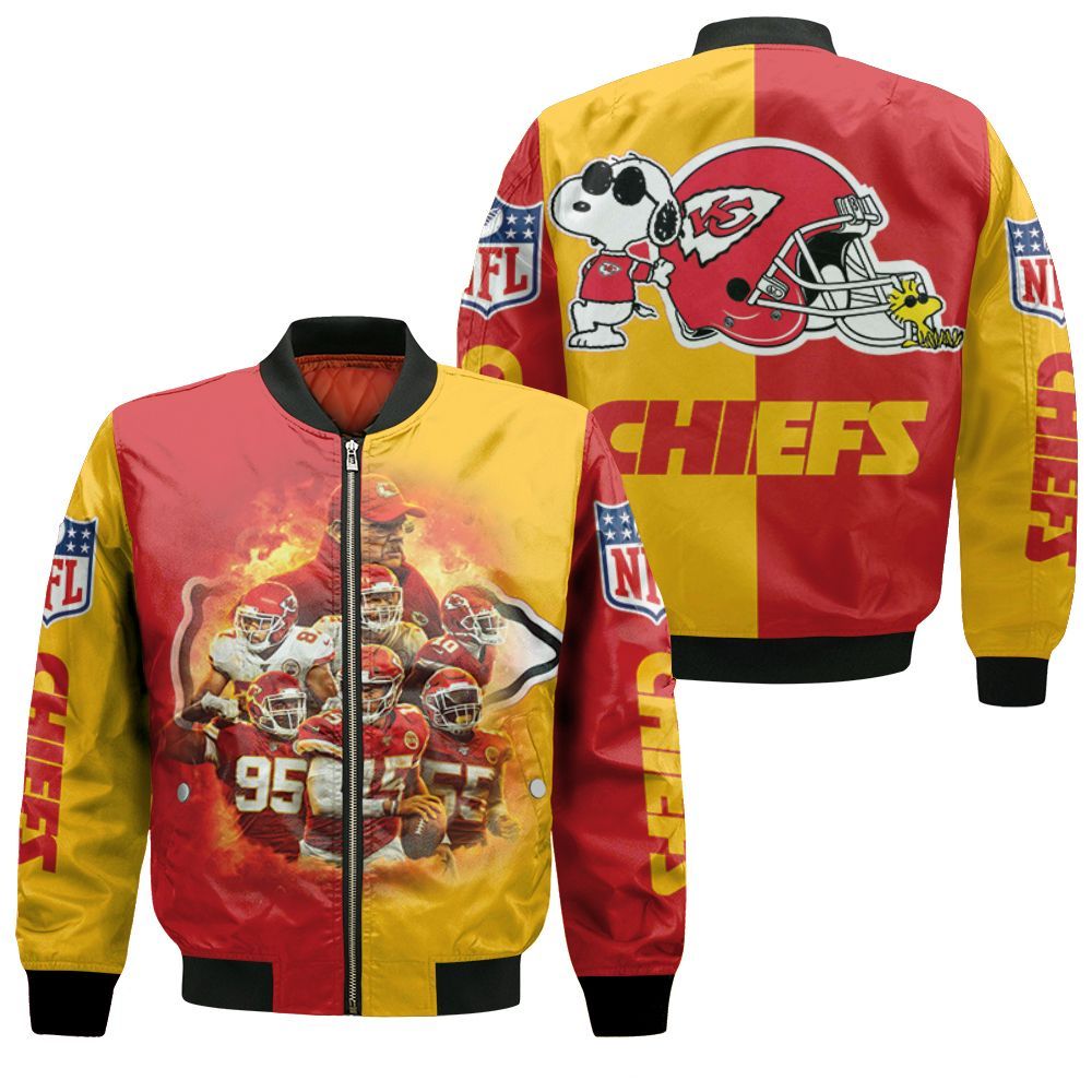 Snoopy Kansas City Chiefs Helmet Afc West Division Champions Super Bowl 2021 Bomber Jacket