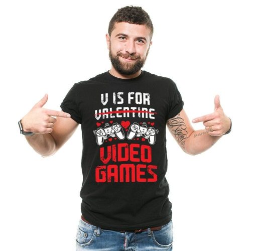 V For Video Gaming Funny Vday Valentines Day Shirt