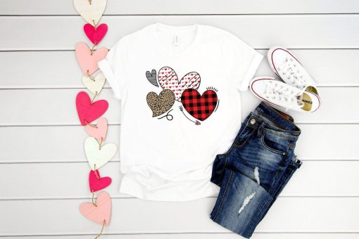 Valentines Day Buffalo Plaid Hearts Shirt