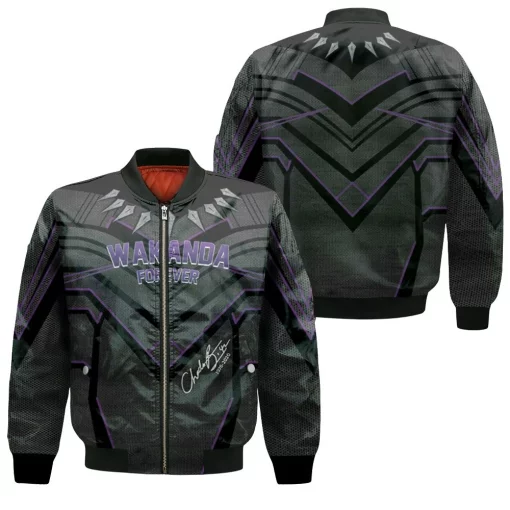 Wakanda Forever Chadwick Boseman Signature Black Panther Suit Pattern Bomber Jacket