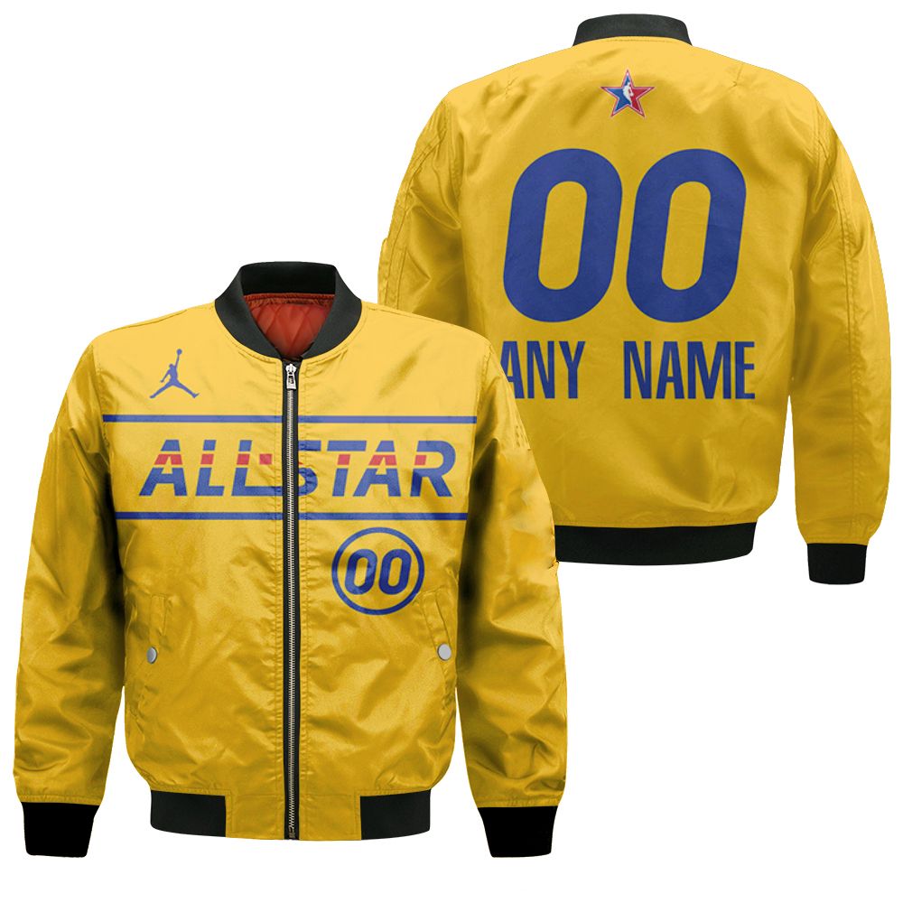 Warriors Nba 2021 All Star Western Conference Gold Jersey Style Gift For Warriors Fans Bomber Jacket