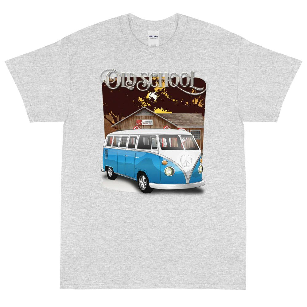 1954 Neptune Blue White Volkswagen Transporter VW Bus Old School Printed T-Shirt