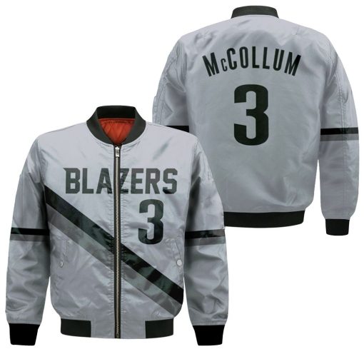 Blazers Cj Mccollum 2020-21 Earned Edition Gray Jersey Inspired Bomber Jacket