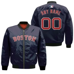 Boston Red Sox Mlb Baseball Team Majestic Player Navy 2019 Jersey Style Custom Gift For Boston Fans Bomber Jacket