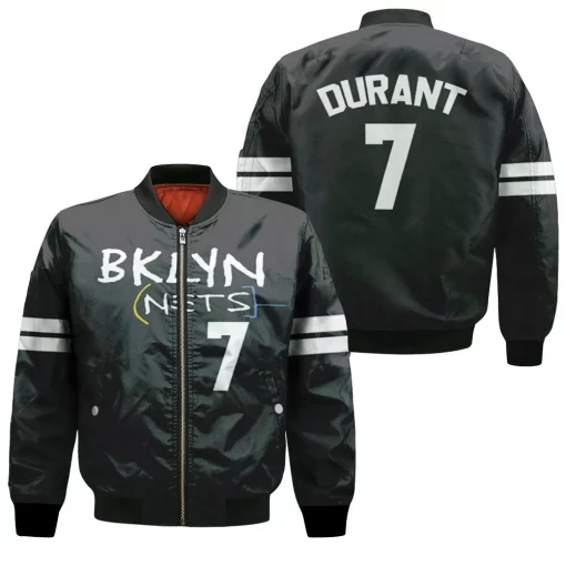 Brooklyn Nets Kevin Durant 7 2021 City Edition Black Jersey Inspired Style Bomber Jacket