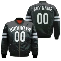 Brooklyn Nets Swingman Personalized Black Icon Edition 2019 Jersey Inspired Style Bomber Jacket