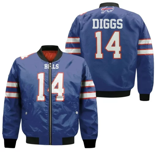 Buffalo Bill Stefon Diggs 14 2020 Nfl Blue Jersey Inspired Style Bomber Jacket