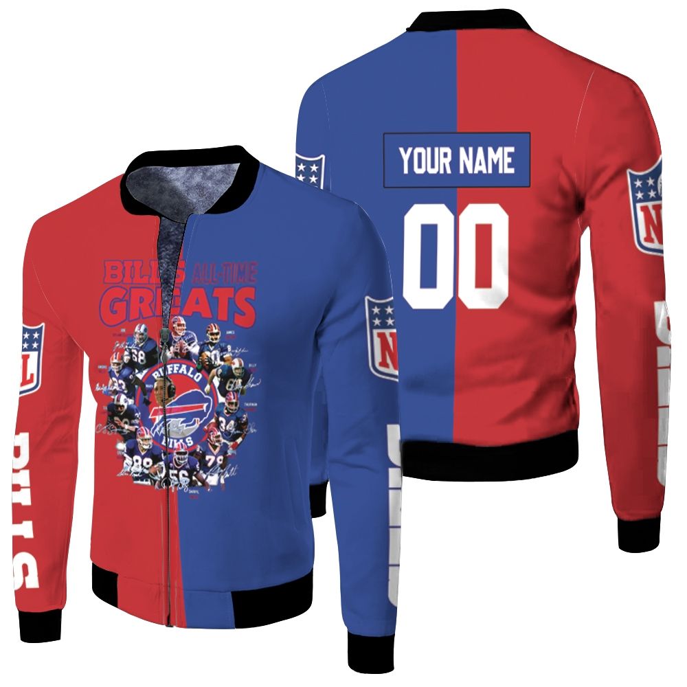 Buffalo Bills All Time Greats Players Of All Time 2020 Nfl Season Personalized Fleece Bomber Jacket