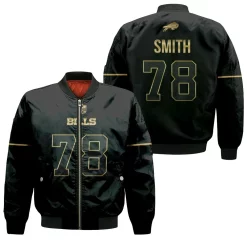 Buffalo Bills Bruce Smith #78 Great Player Nfl Black Golden Edition Vapor Limited Jersey Style Gift For Bills Fans Bomber Jacket