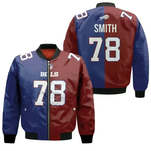 Buffalo Bills Bruce Smith #78 Great Player Nfl Vapor Limited Royal Red Two Tone Jersey Style Gift For Bills Fans Bomber Jacket