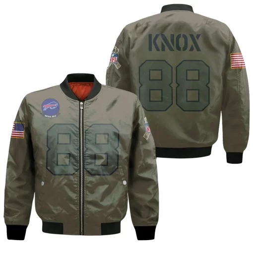 Buffalo Bills Dawson Knox #88 Nfl Great Player Camo 2019 Salute To Service Custom 3d Designed Allover Custom Gift For Bills Fans Bomber Jacket