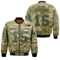 Buffalo Bills John Brown #15 Great Player Nfl American Football Team Logo Camouflage 3d Designed Allover Gift For Bills Fans Bomber Jacket