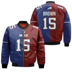 Buffalo Bills John Brown #15 Great Player Nfl Vapor Limited Royal Red Two Tone Jersey Style Gift For Bills Fans Bomber Jacket