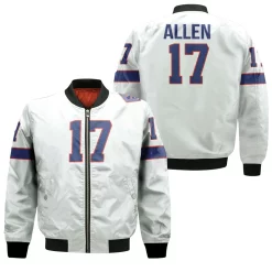 Buffalo Bills Josh Allen #17 Nfl Great Player American Football White Vintage 3d Designed Allover Gift For Bills Fans Bomber Jacket