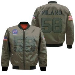 Buffalo Bills Matt Milano #58 Nfl Great Player Camo 2019 Salute To Service Custom 3d Designed Allover Custom Gift For Bills Fans Bomber Jacket