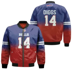 Buffalo Bills Stefon Diggs #14 Great Player Nfl American Football Team Royal Color Crash 3d Designed Allover Gift For Bills Fans Bomber Jacket