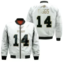 Buffalo Bills Stefon Diggs #14 Nfl White 100th Season Golden Edition Jersey Style Gift For Bills Fans Bomber Jacket