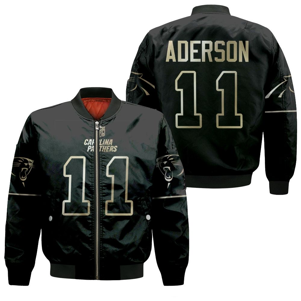 Carolina Panthers Robby Anderson #11 Nfl Great Player Black Golden Edition Vapor Limited Jersey Style Gift For Panthers Fans Bomber Jacket