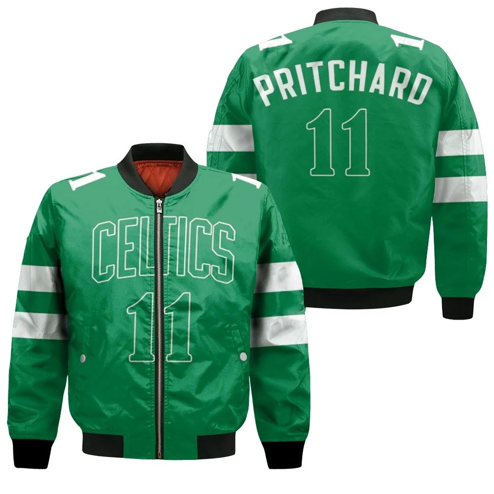 Celtics Payton Pritchard 2020-21 Earned Edition Green Jersey Bomber Jacket