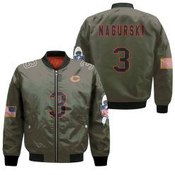Chicago Bears Bronko Nagurski #3 Great Player Nfl Salute To Service Retired Player Limited Olive Jersey Style Gift For Bears Fans Bomber Jacket