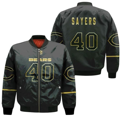 Chicago Bears Gale Sayers #40 Great Player Nfl Black Golden Edition Vapor Limited Jersey Style Custom Gift For Bears Fans Bomber Jacket