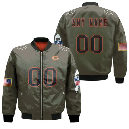 Chicago Bears Nfl Salute To Service Retired Player Limited Olive Jersey Style Custom Gift For Bears Fans Bomber Jacket