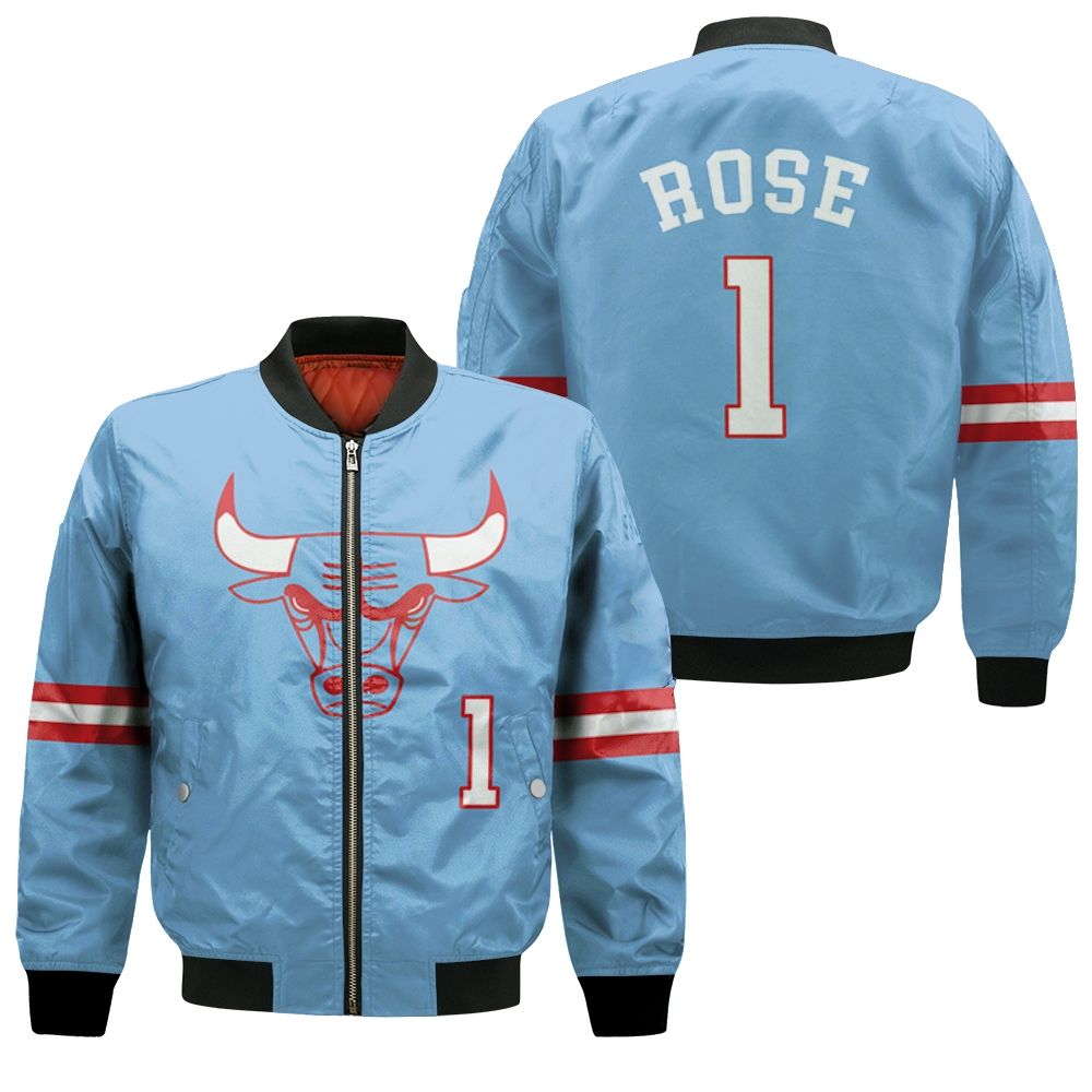 Chicago Bulls Derrick Rose #1 Nba Great Player 2020 City Edition New Arrival Blue Jersey Style Gift For Bulls Fans Bomber Jacket