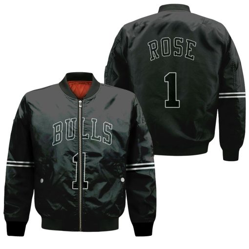 Chicago Bulls Derrick Rose 1 Nba Throwback Black Jersey Inspired Bomber Jacket