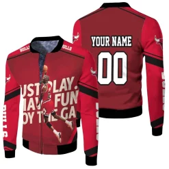 Chicago Bulls Michael Jordan Legend Just Play Have Fun Enjoy The Game Personalized Fleece Bomber Jacket