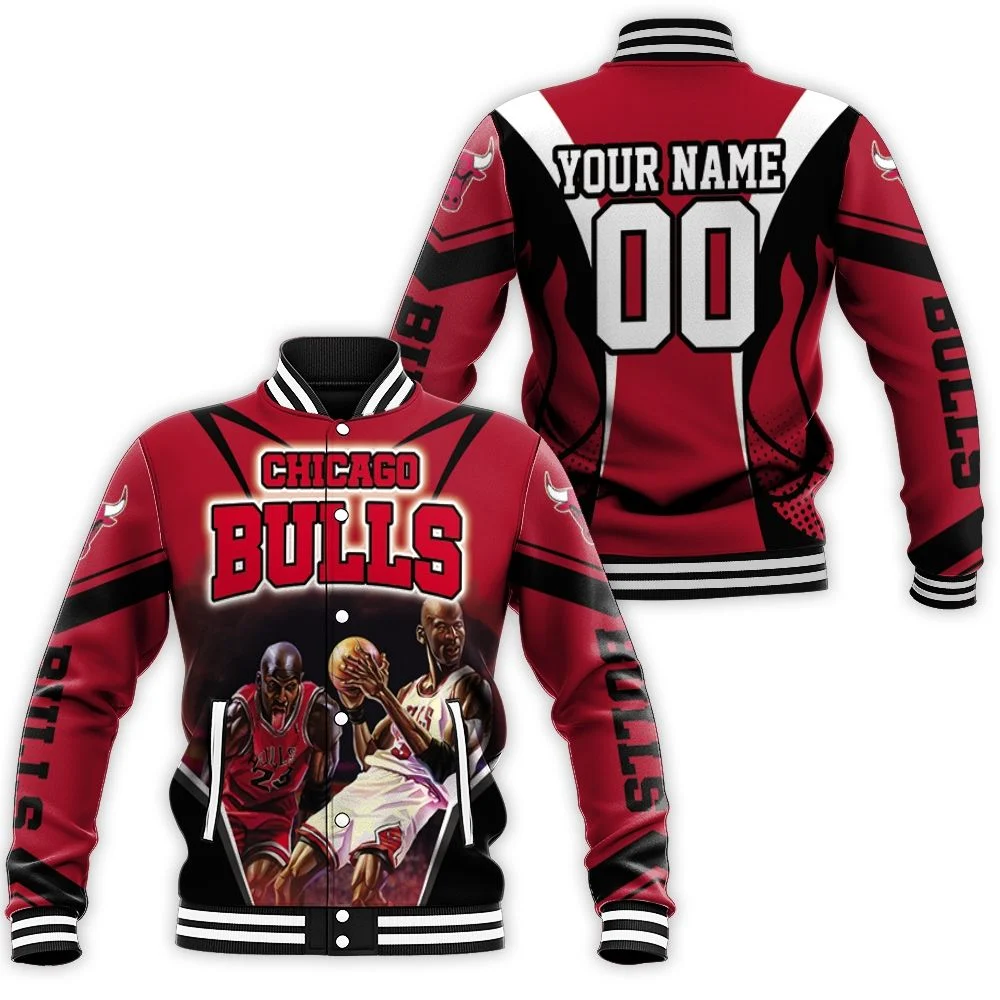 Chicago Bulls Michael Jordan Legends Red Black Personalized Baseball Jacket