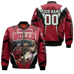 Chicago Bulls Michael Jordan Legends Red Black Personalized Bomber Jacket