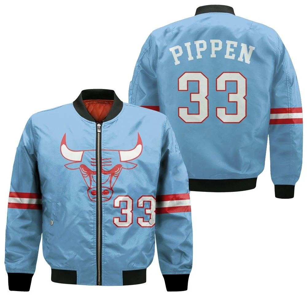 Chicago Bulls Scottie Pippen #33 Nba Great Player 2020 City Edition New Arrival Blue Jersey Style Gift For Bulls Fans Bomber Jacket