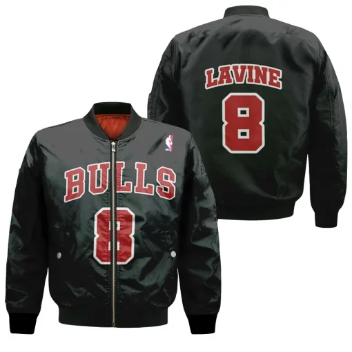 Chicago Bulls Zach Lavine #8 Nba Great Player Throwback Black Jersey Style Gift For Bulls Fans 1 Bomber Jacket