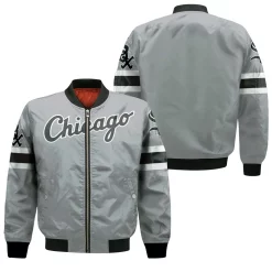 Chicago White Sox 2020 Mlb Dark Grey Jersey Inspired Style Bomber Jacket