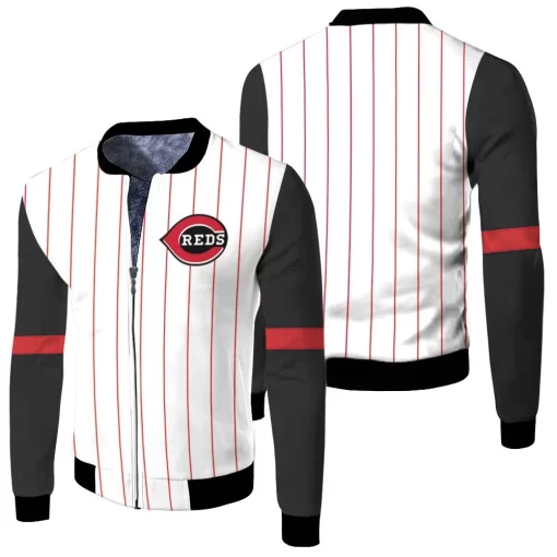 Cincinnati Reds 1999 Throwback White Red 2019 Jersey Inspired Style Fleece Bomber Jacket