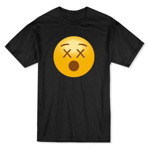 Crossed Eyes Impressed Icon Medium Front Graphic Mens Black T-Shirt