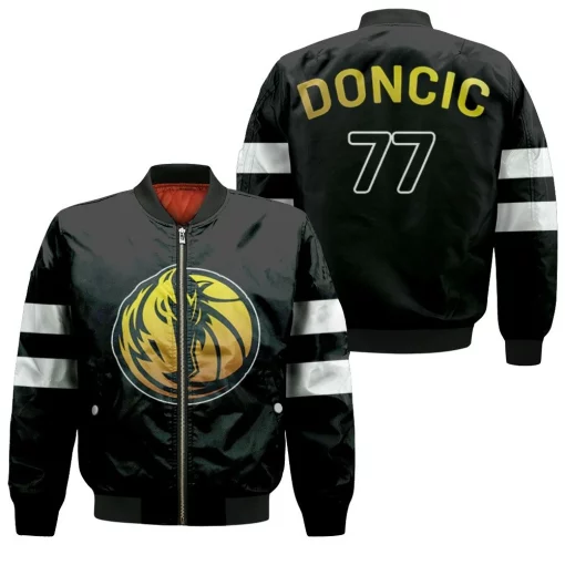 Dallas Mavericks Luka Doncic 77 Nba Golden Edition White Jersey Bomber Jacket