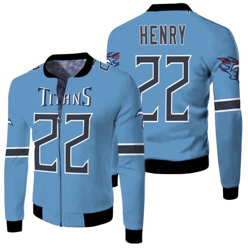 Derrick Henry Tennessee Titans Game Light Blue 2019 Jersey Inspired Style Fleece Bomber Jacket