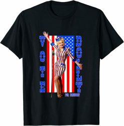 Dolly Parton For President Funny Black Cotton Tee Shirt