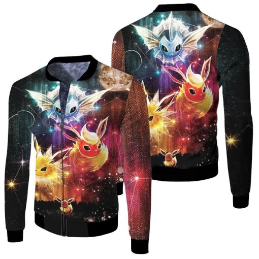 Eevee Jolteon Flareon Vaporeon 3d Jersey Fleece Bomber Jacket