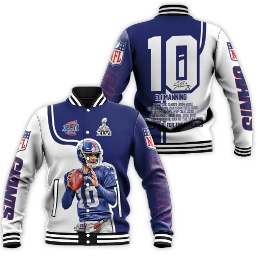 Eli Manning New York Giants Fan 3d Jersey Baseball Jacket