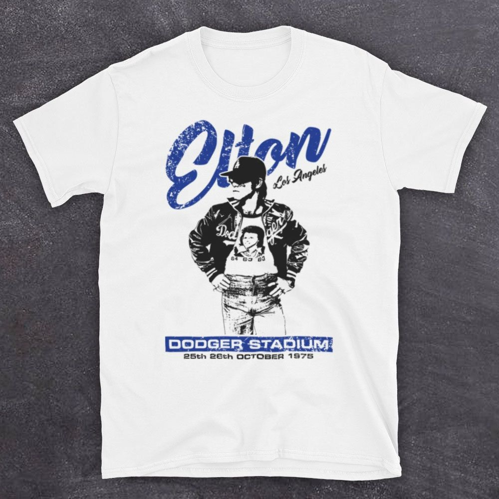 Elton Dodger Stadium Los Angeles 1975 Pop Glam Rock Legend Unofficial Mens T-Shirt