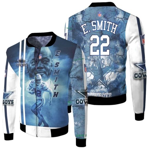 Emmitt Smith 22 Dallas Cowboys 3d Fleece Bomber Jacket