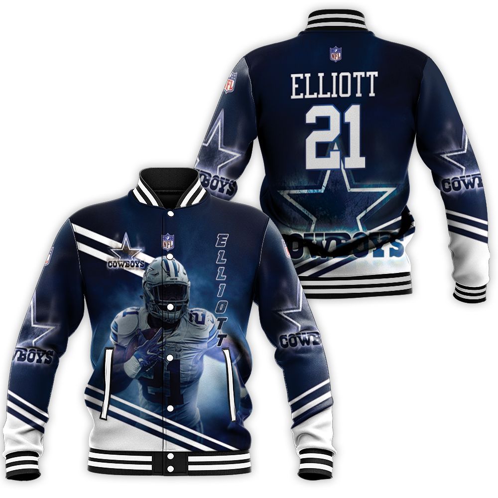 Ezekiel Elliott 21 Dallas Cowboys 3d Baseball Jacket
