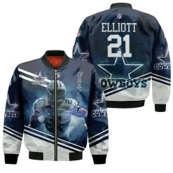 Ezekiel Elliott 21 Dallas Cowboys 3d Bomber Jacket