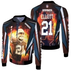 Ezekiel Elliott 21 Dallas Cowboys3d Fleece Bomber Jacket