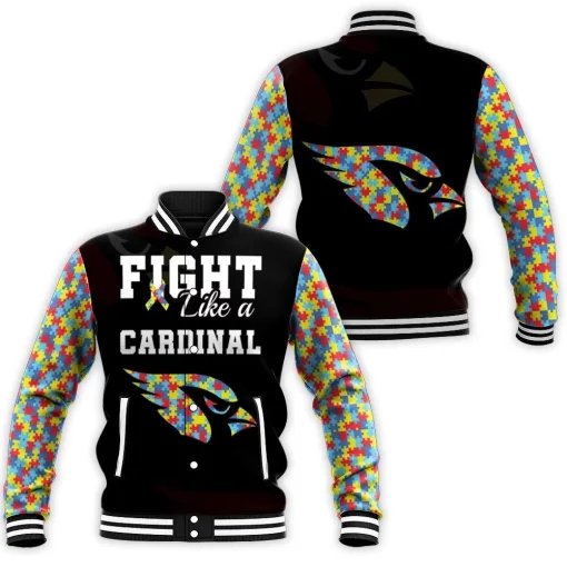 Fight Like A Arizona Cardinals Autism Support Baseball Jacket