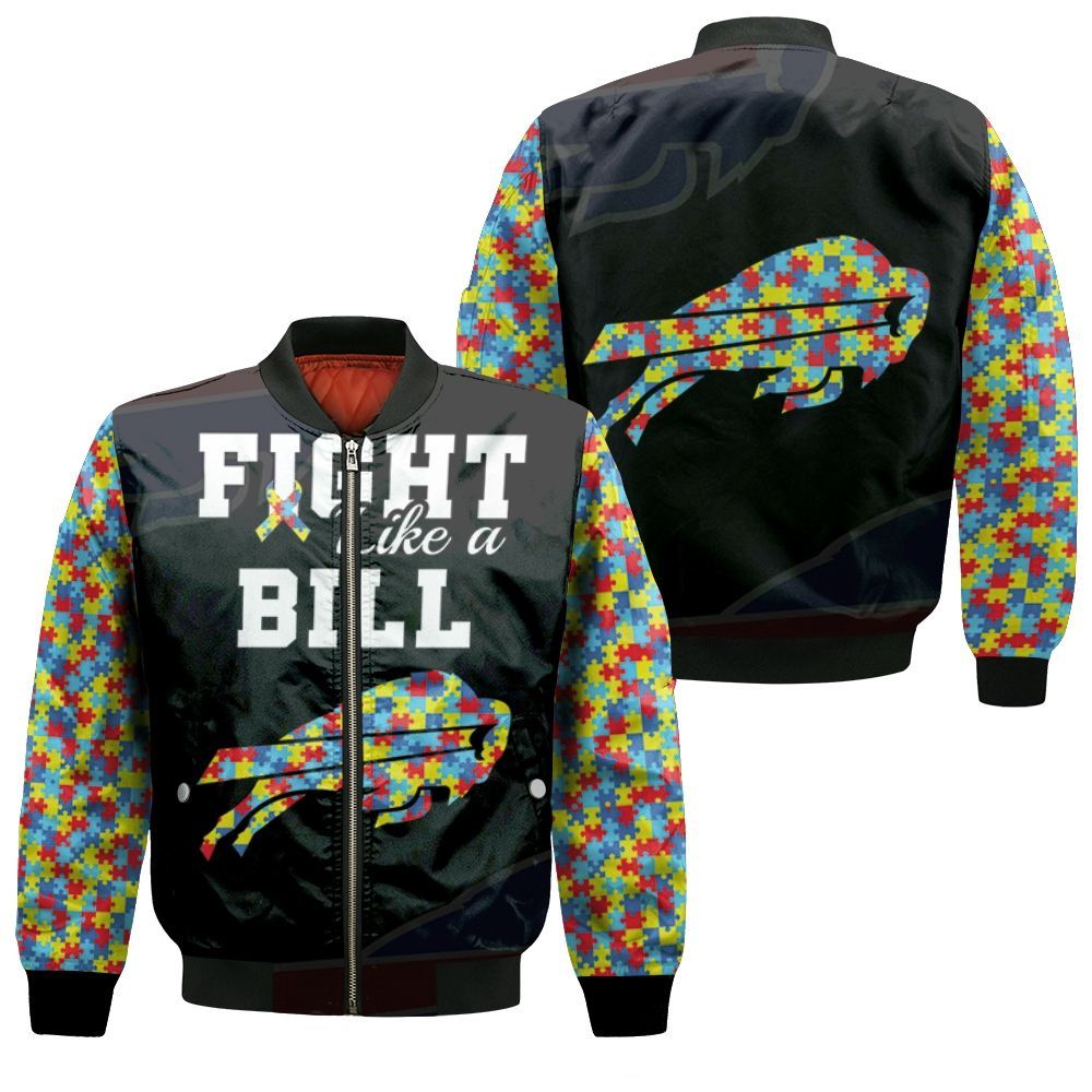 Fight Like A Buffalo Bills Autism Support Bomber Jacket