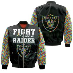 Fight Like A Oakland Raiders Autism Support Bomber Jacket